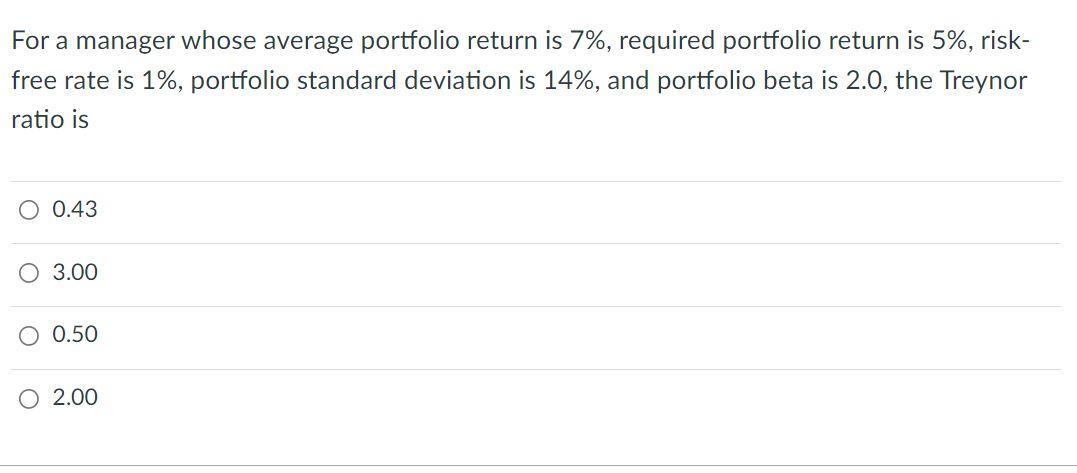 For a manager whose average portfolio return is 7%, required portfolio