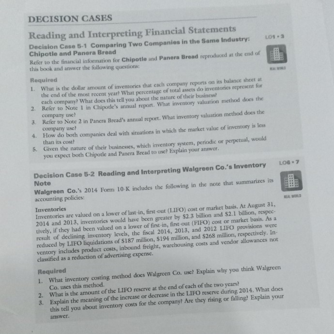  DECISION CASES Reading and Interpreting Financial Statements Decision Case 5-1 Comparing