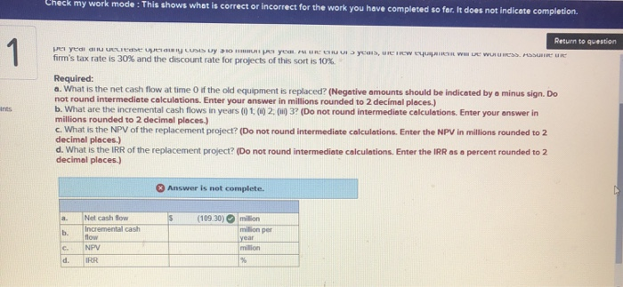 for the work you have completed so far. It does not indicate