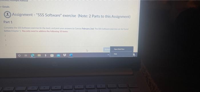  Nowed w Details Assignment - "SSS Software" exercise (Note: 2 Parts