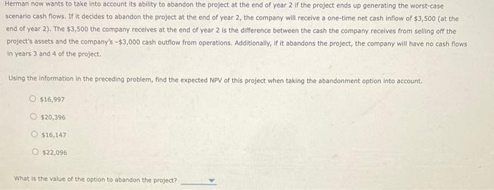 initial investment of $15,000. The base-case cash flows for this project are