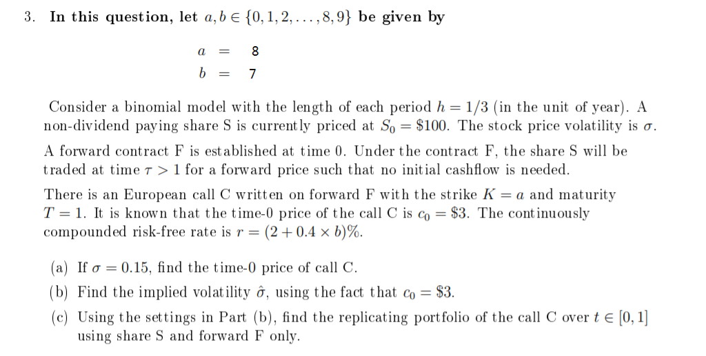  3. In this question, let a, b e {0, 1, 2,