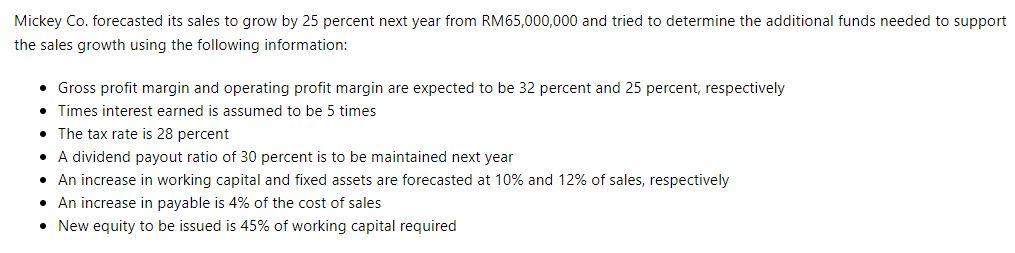 a) Determine the additional financing needed for next year. b) Recommend