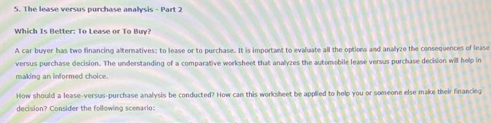  5. The lease versus purchase analysis - Part 2 Which Is