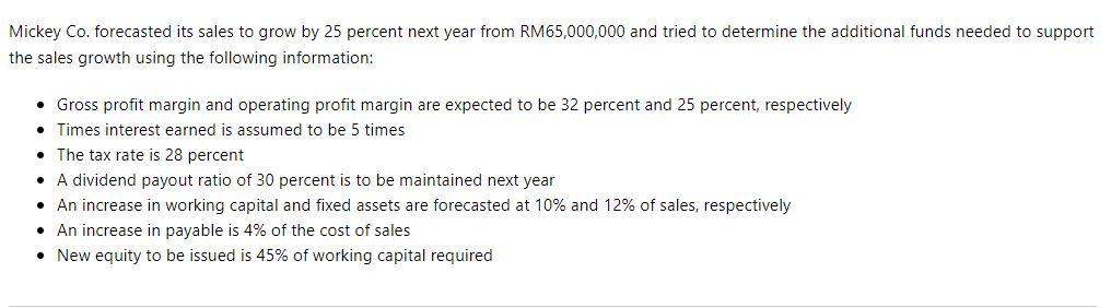 a) Determine the additional financing needed for next year. b) Recommend