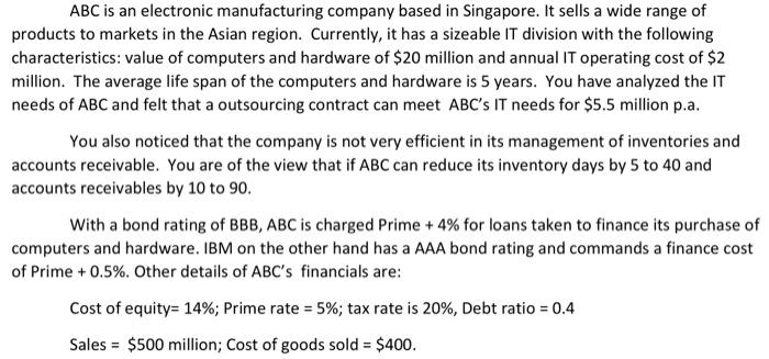  Based on EVA, how much value is created through outsourcing? ABC