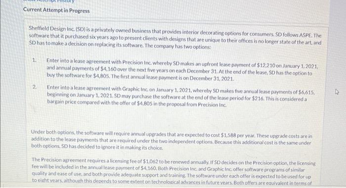  Current Attempt in Progress Sheffield Design Inc. (SD) is a privately