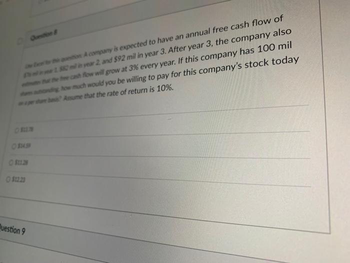 perpetuity. The required rate of return for this stock is 8%. What