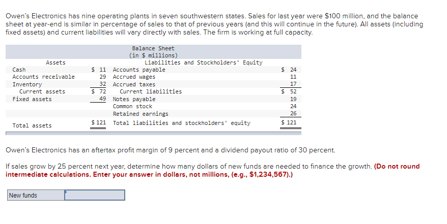  Please show me how to do this problem. Owen's Electronics has