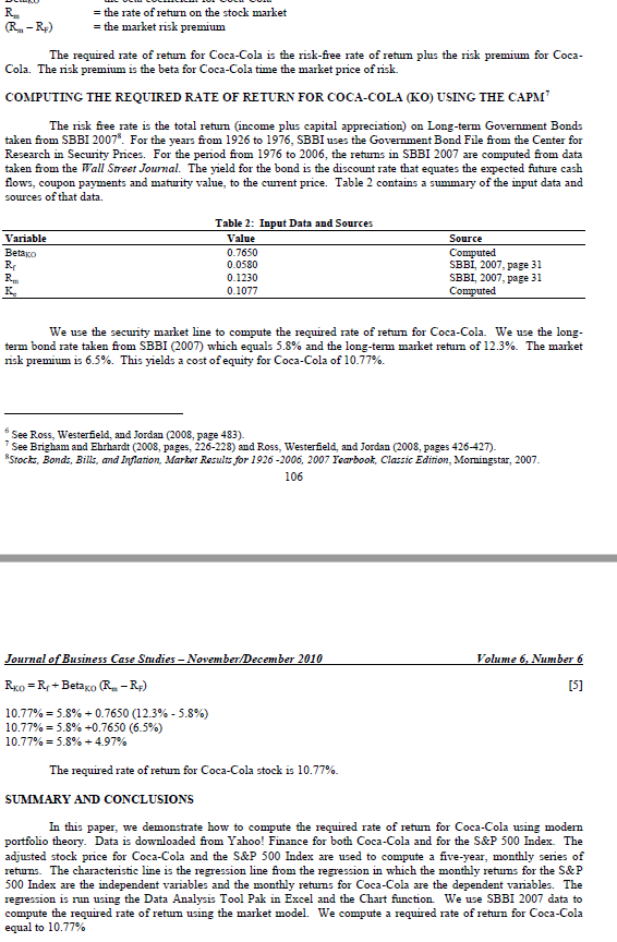 (table1) mean? Does this give you confidence in the calculated Beta or