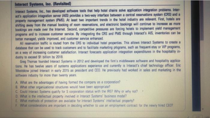 C, d and F Interact Systems, Inc. (Revisited) Interact Systems, Inc., has