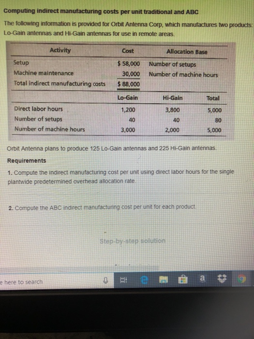  Computing indirect manufacturing costs per unit traditional and ABC The following