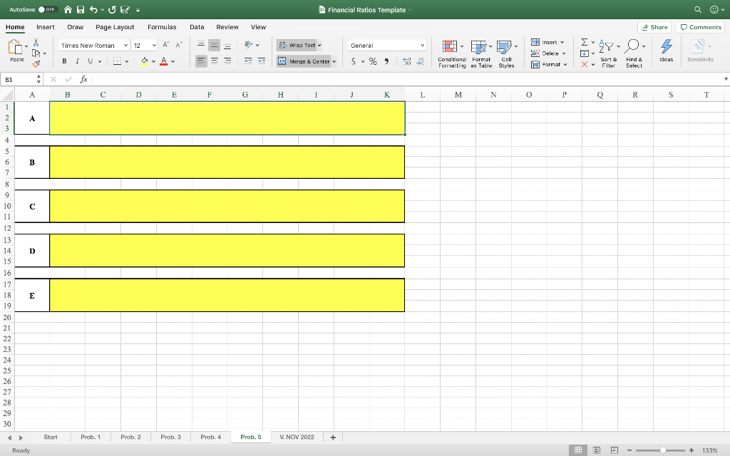 lines must tie using formulas This problem set uses American Airlines for