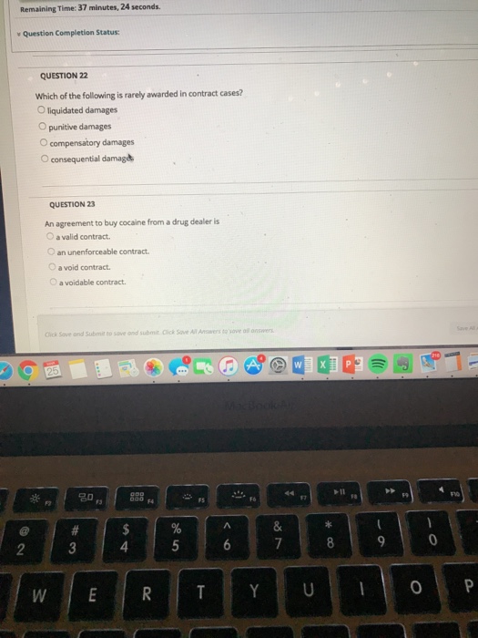  Remaining Time: 37 minutes, 24 seconds v Question Completion Status QUESTION
