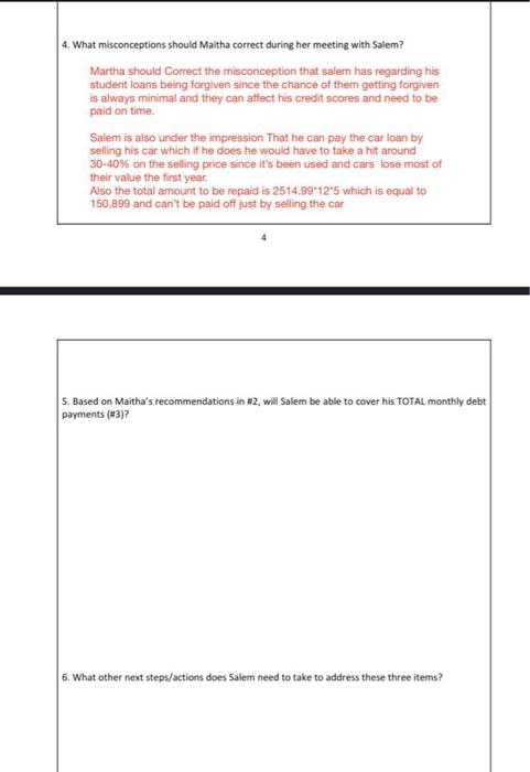  Q 4(recheck), and Q 5 4. What misconceptions should Maitha correct