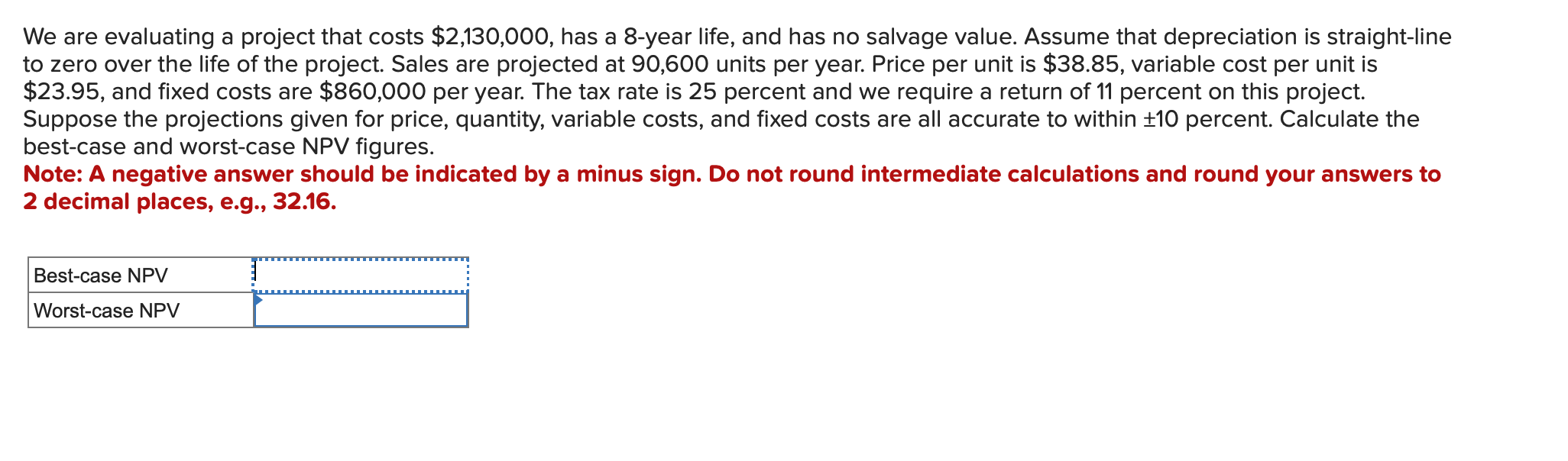 We are evaluating a project that costs $2,130,000, has a 8-year