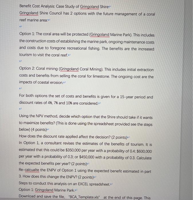 1 3 Project 1. Gringoland Marine National Park 4 Discounting 5 Discount
