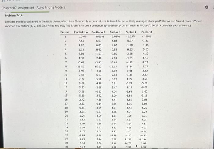7-14??? Consider the doti contained in the table below, which lists 30