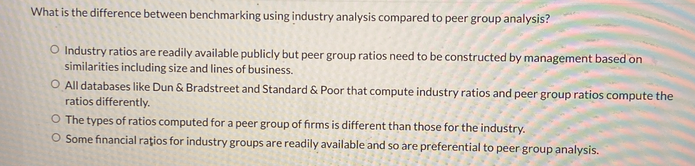  What is the difference between benchmarking using industry analysis compared to