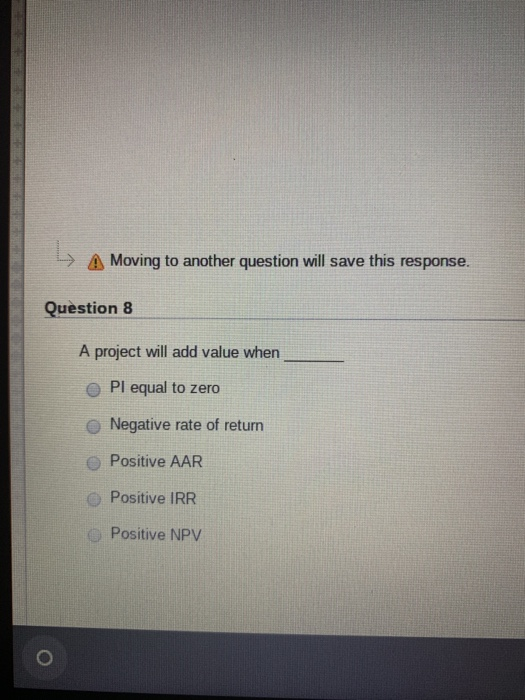  i > Moving to another question will save this response. Question
