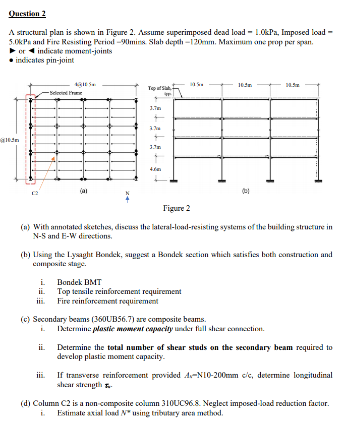 Question 2 A structural plan is shown in Figure 2. Assume