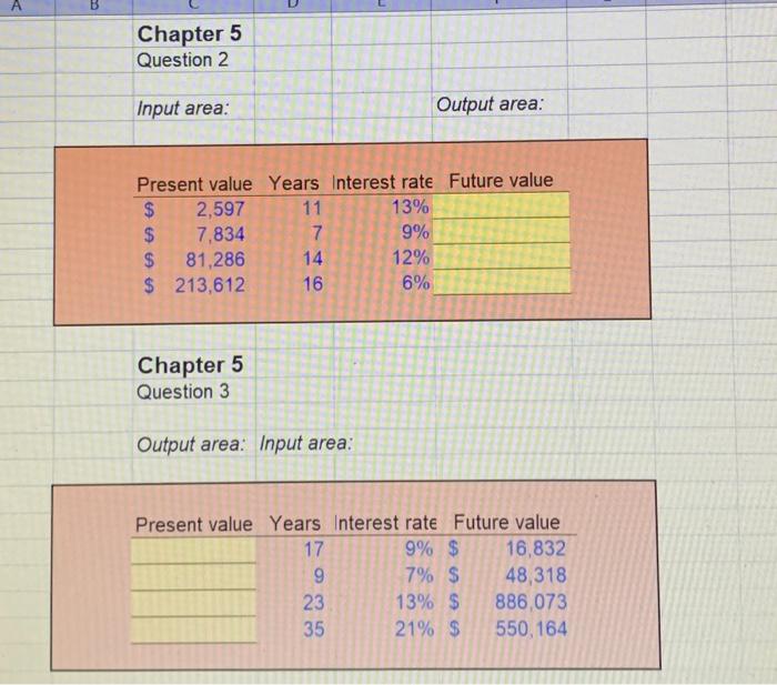  \begin{tabular}{|lrrrr} \multicolumn{2}{l}{ Present value } & Years & Interest rate &