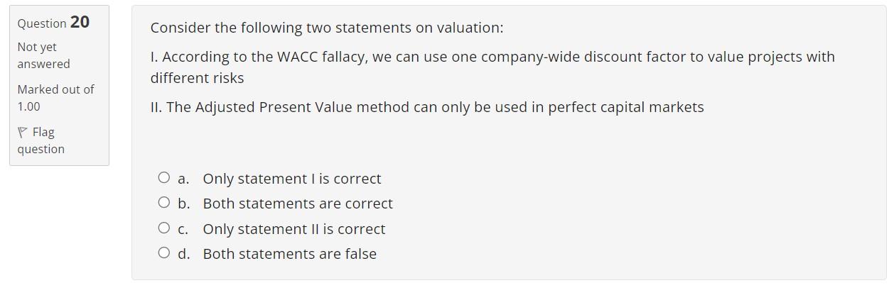 answered Marked out of 1.00 O a. Incremental earnings are the total