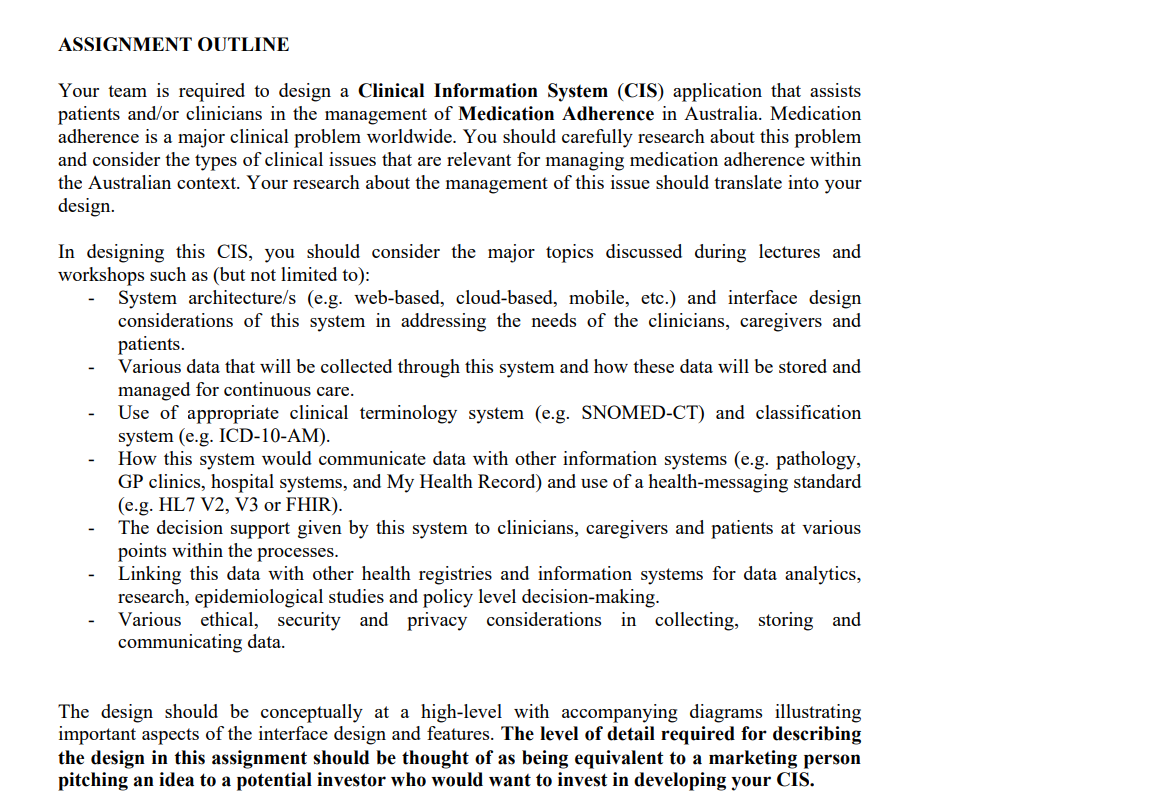 Can I have an example solution. ASSIGNMENT OUTLINE Your team is required