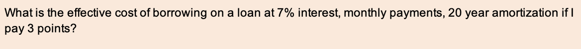 please answer using excel: What is the effective cost of borrowing on