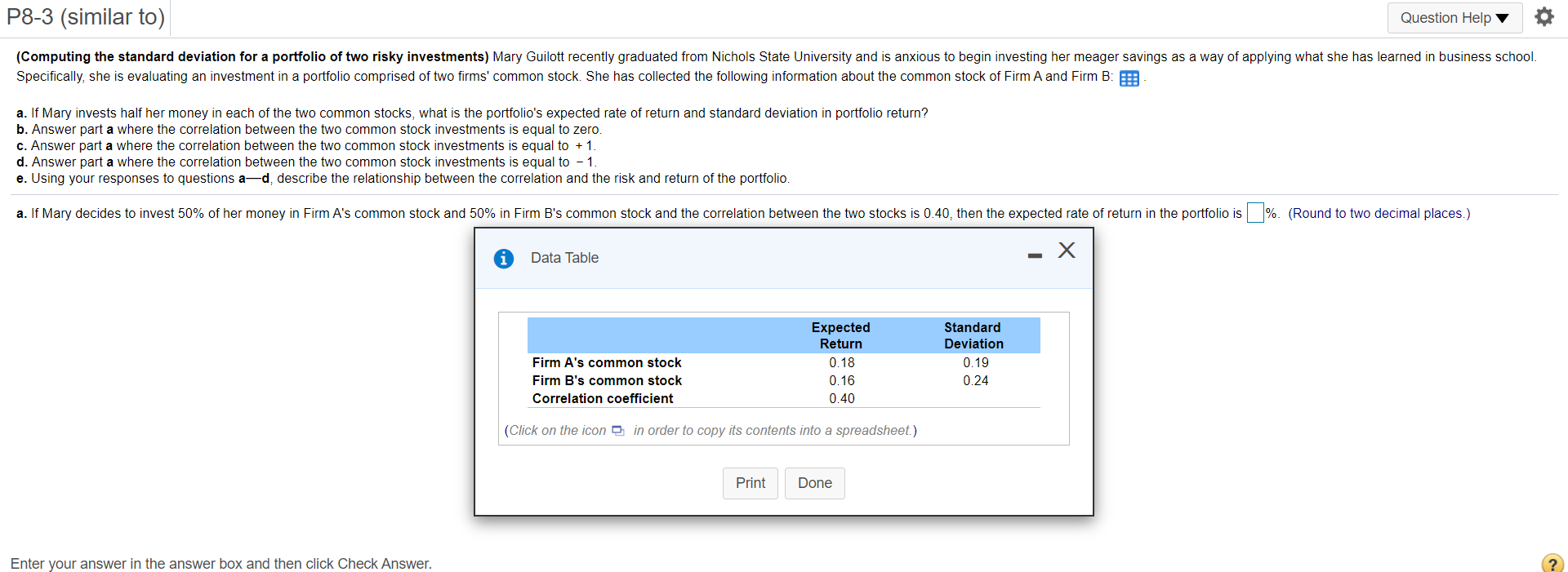  P8-3 (similar to) Question Help (Computing the standard deviation for a