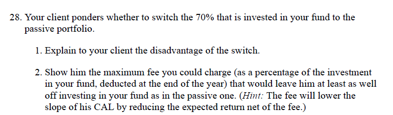 a passive portfolio, for example, one invested in a risky portfolio that