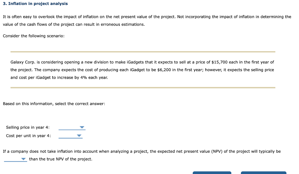3. Inflation in project analysis It is often easy to overlook
