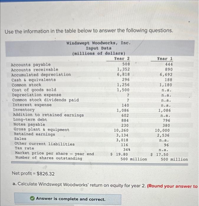  Use the information in the table below to answer the following