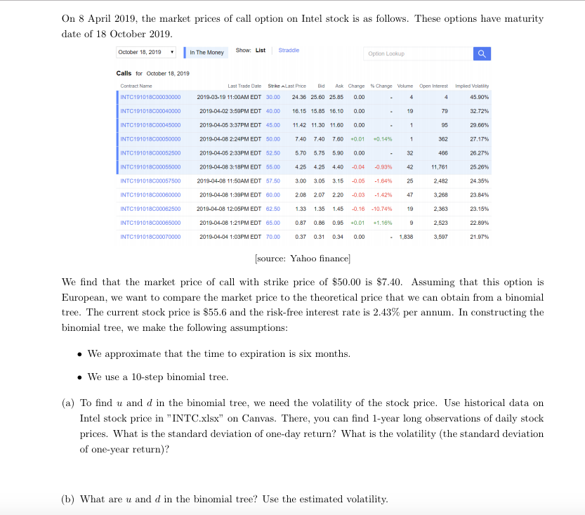 payoff at the option maturity and their probabilities as follows: Number of