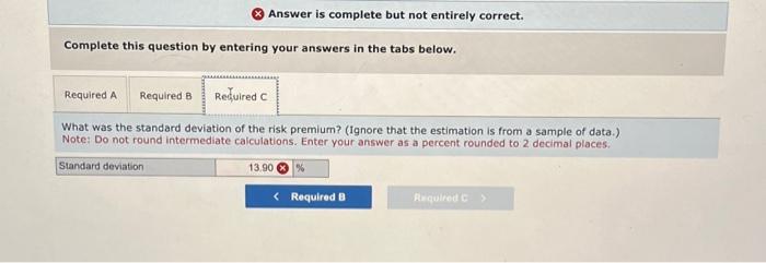 was the average risk premium? c. What was the standard deviation of