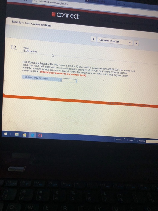 E conect Module 4 Test On line Sections Question 12 (of