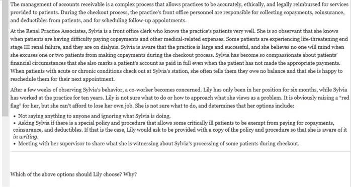 question #2 why should Lily follow through on her observations about Sylvia?