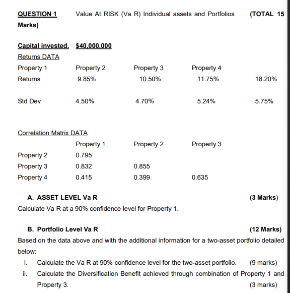 A computational process is required (Excel is not allowed) QUESTION 1