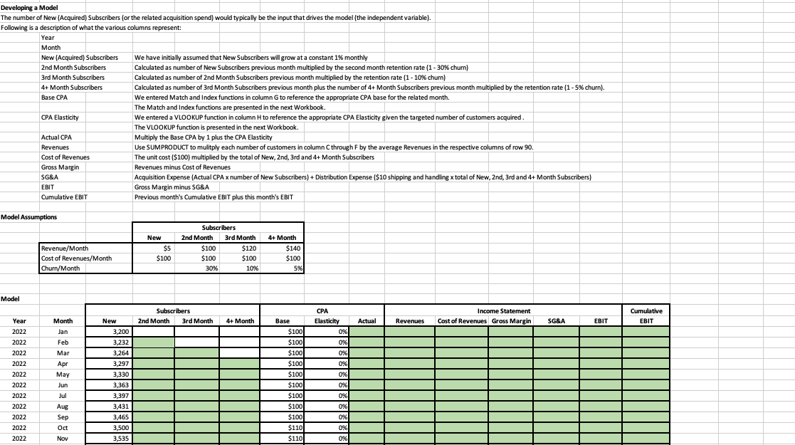  Developing a Model The number of New (Acquired) Subscribers (or the