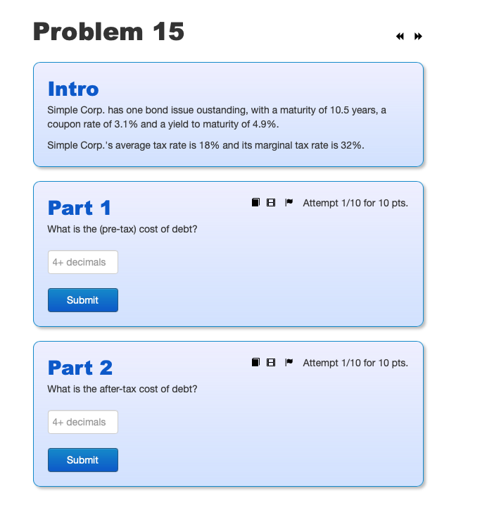  Problem 15 Intro Simple Corp. has one bond issue oustanding, with