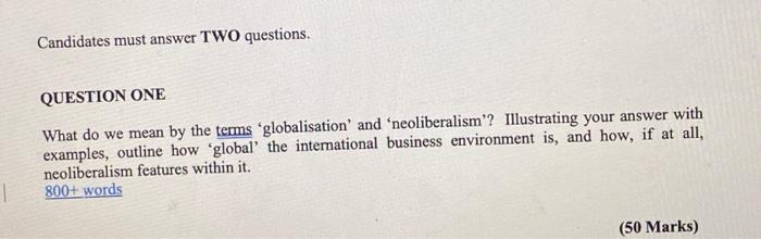  Candidates must answer TWO questions. QUESTION ONE What do we mean