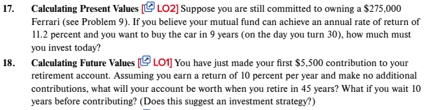  7. Calculating Present Values [[] LO2] Suppose you are still committed