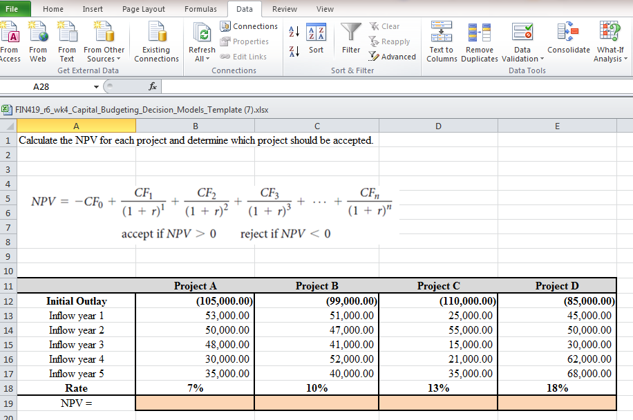  File Home Insert Page Layout Formulas Data Review View ?! Connections