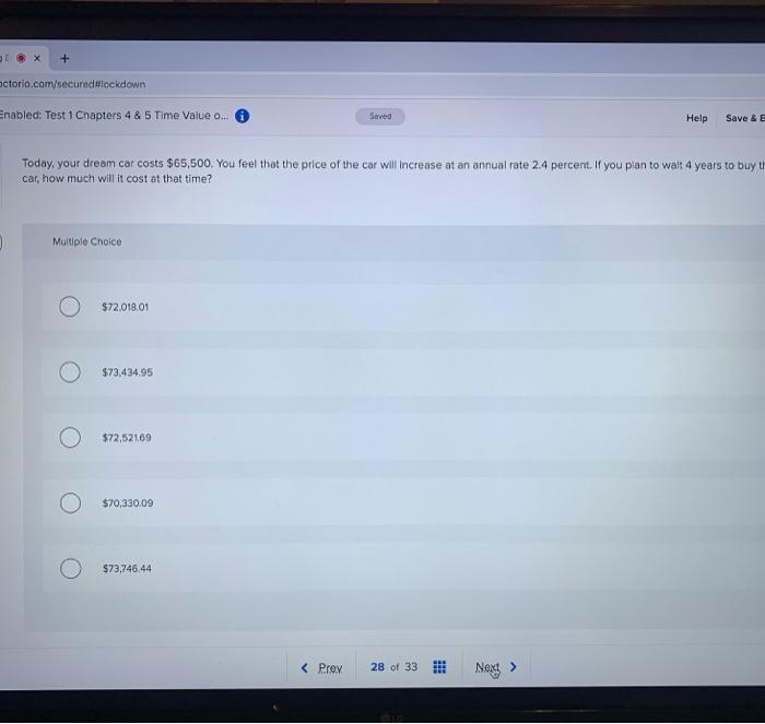  SE actorio.com/secured lockdown Enabled: Test 1 Chapters 4 & 5 Time