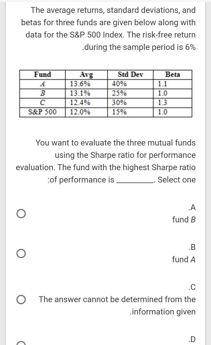 Old MathJax webview Option D is : found C The average returns,
