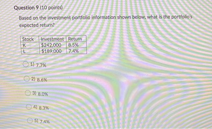 shown below, what is the standard deviation of the stock's expected return