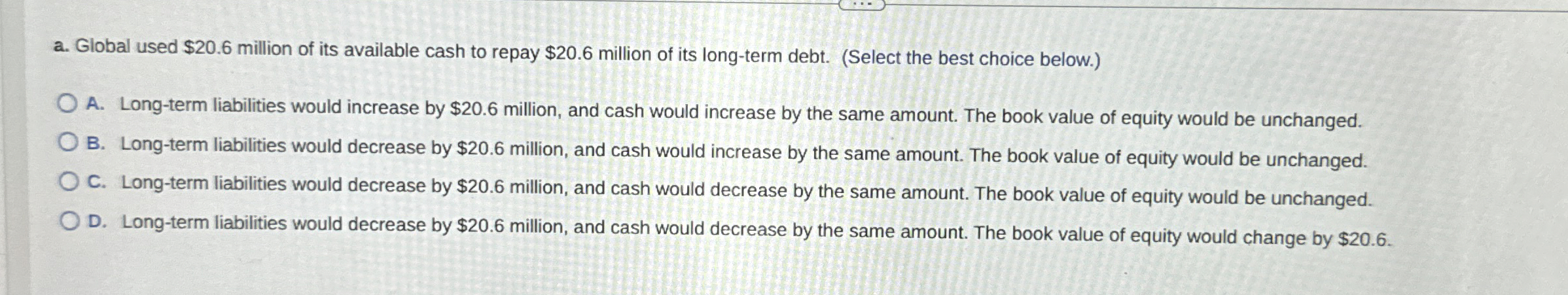  a. Global used $20.6 million of its available cash to repay