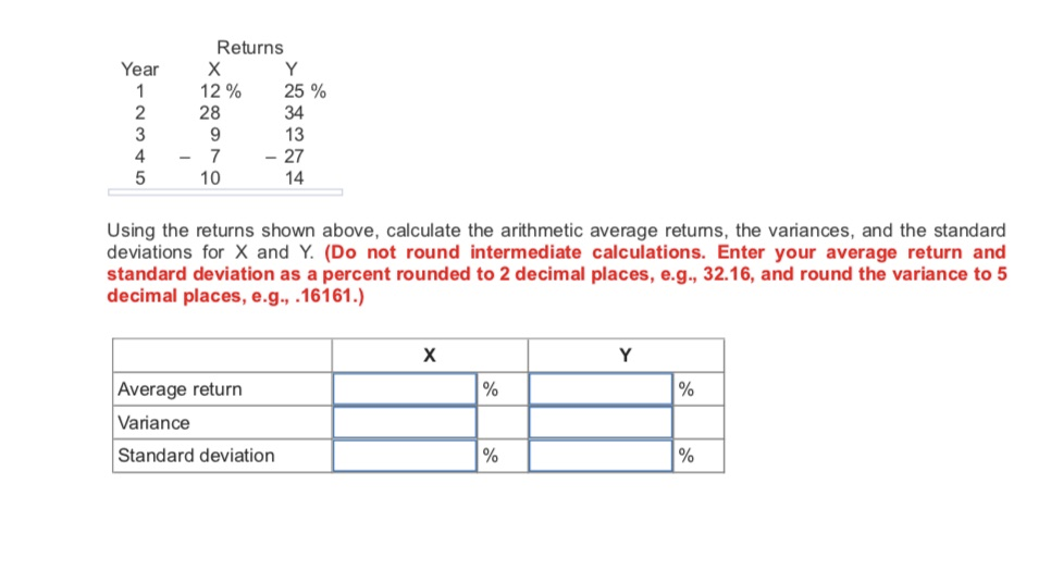 Returns Year 25 % 2 3 34 12% 28 9 -