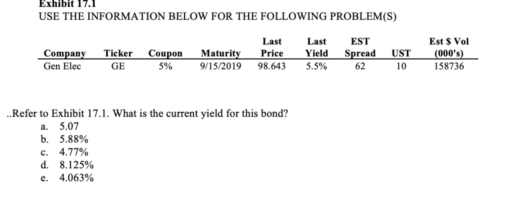  Exhibit 17.1 USE THE INFORMATION BELOW FOR THE FOLLOWING PROBLEM(S) Last
