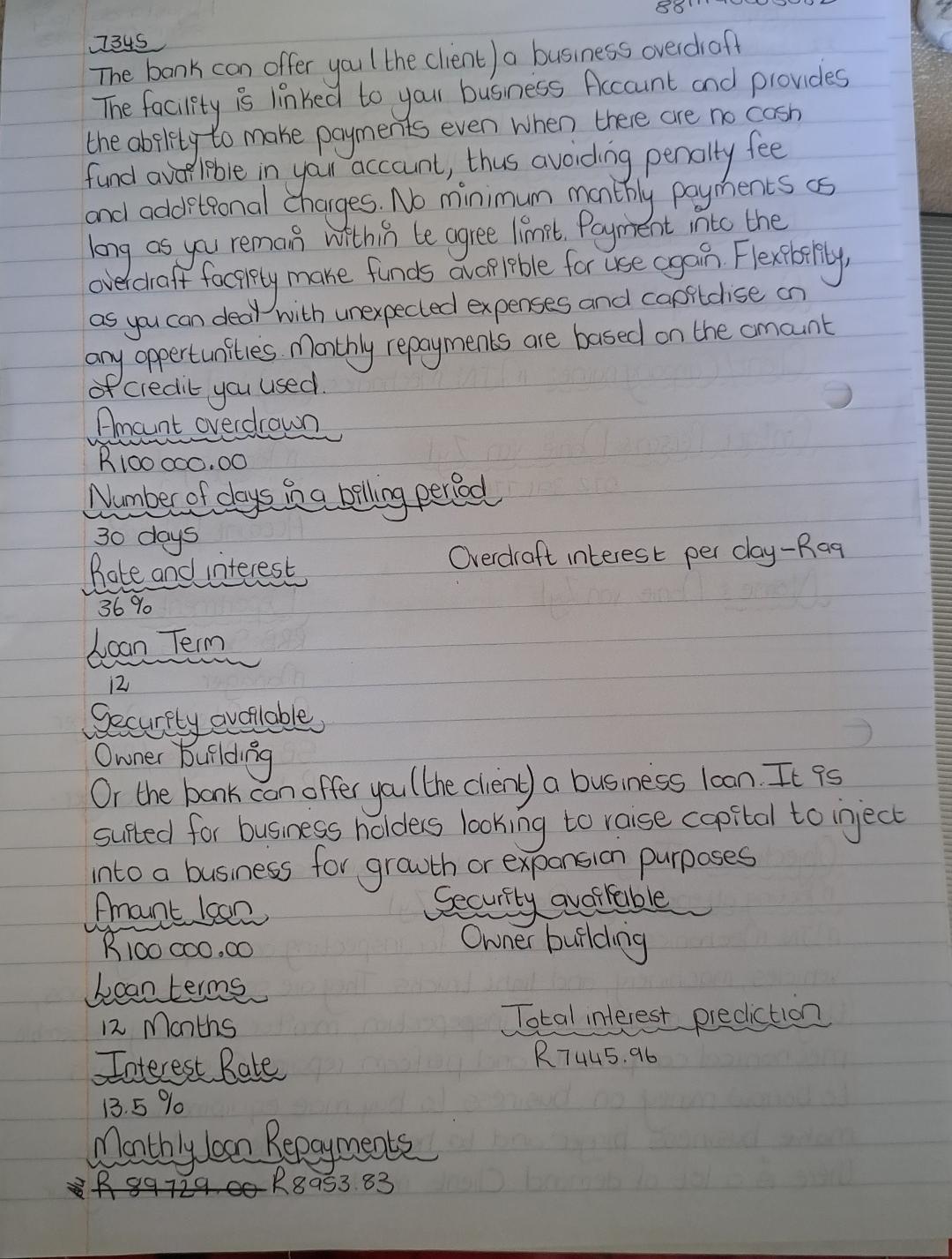 considered these); Briefly describe the nature of your clien't business. Include the